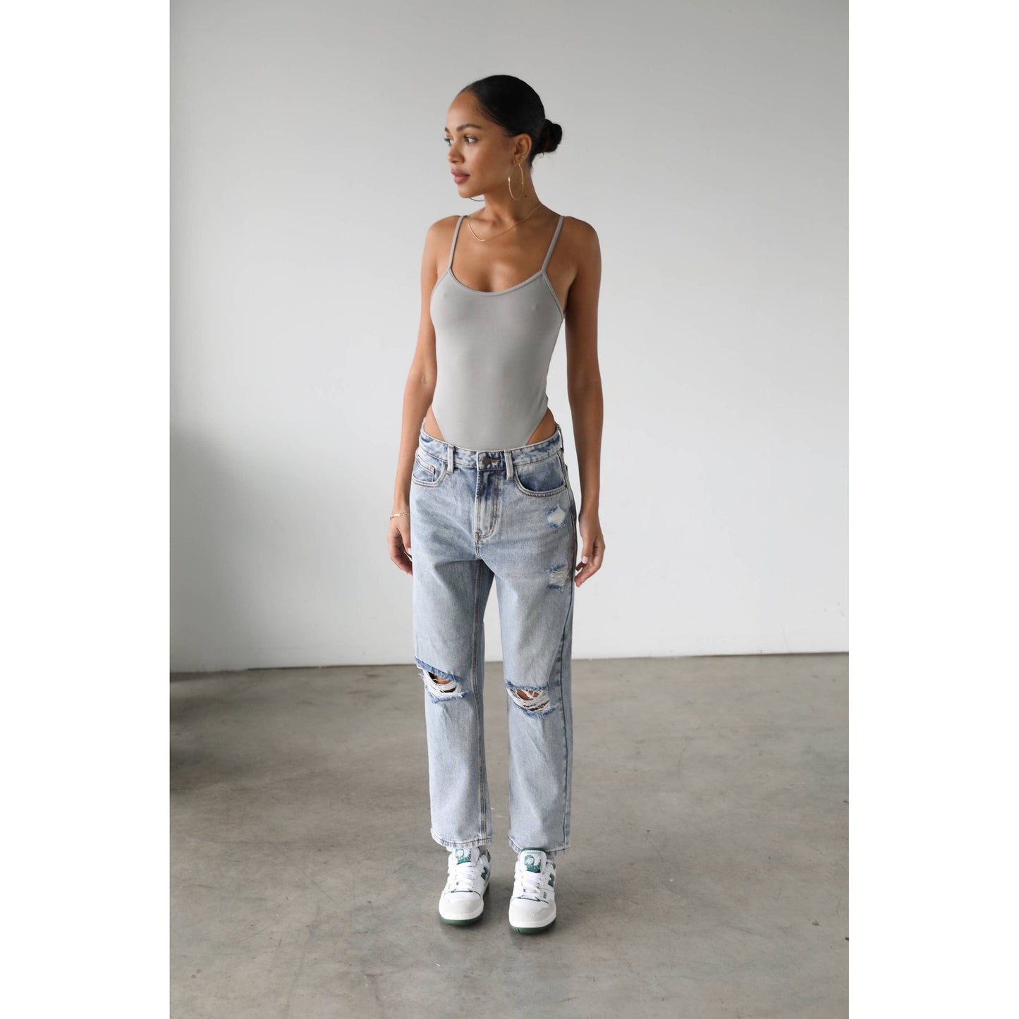 High Rise Straight Crop Denim Jeans - 7145