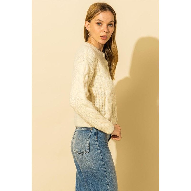 Cable Knit With Button Down Cardigan