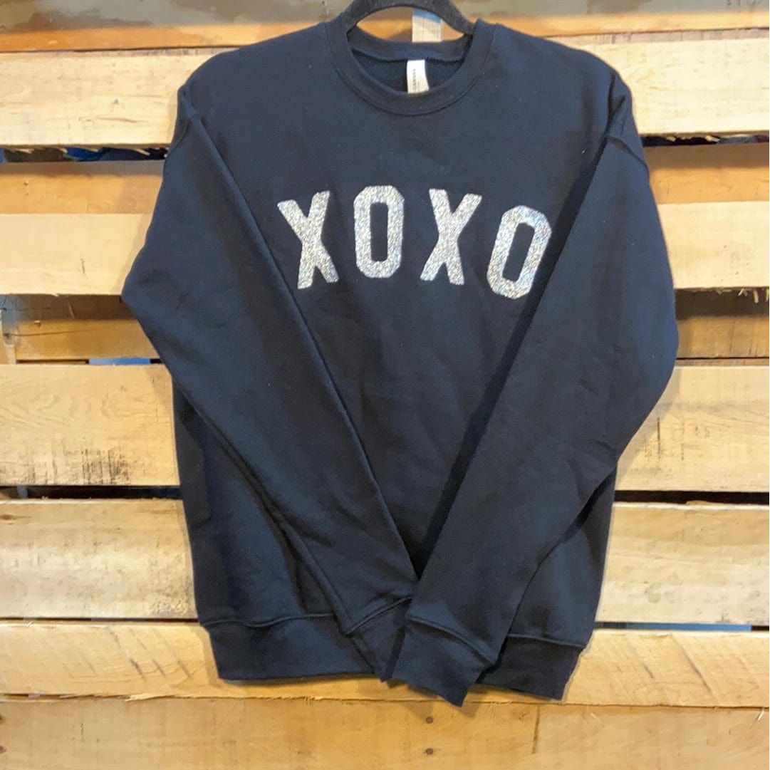 Xoxo silver glitter graphic pullover