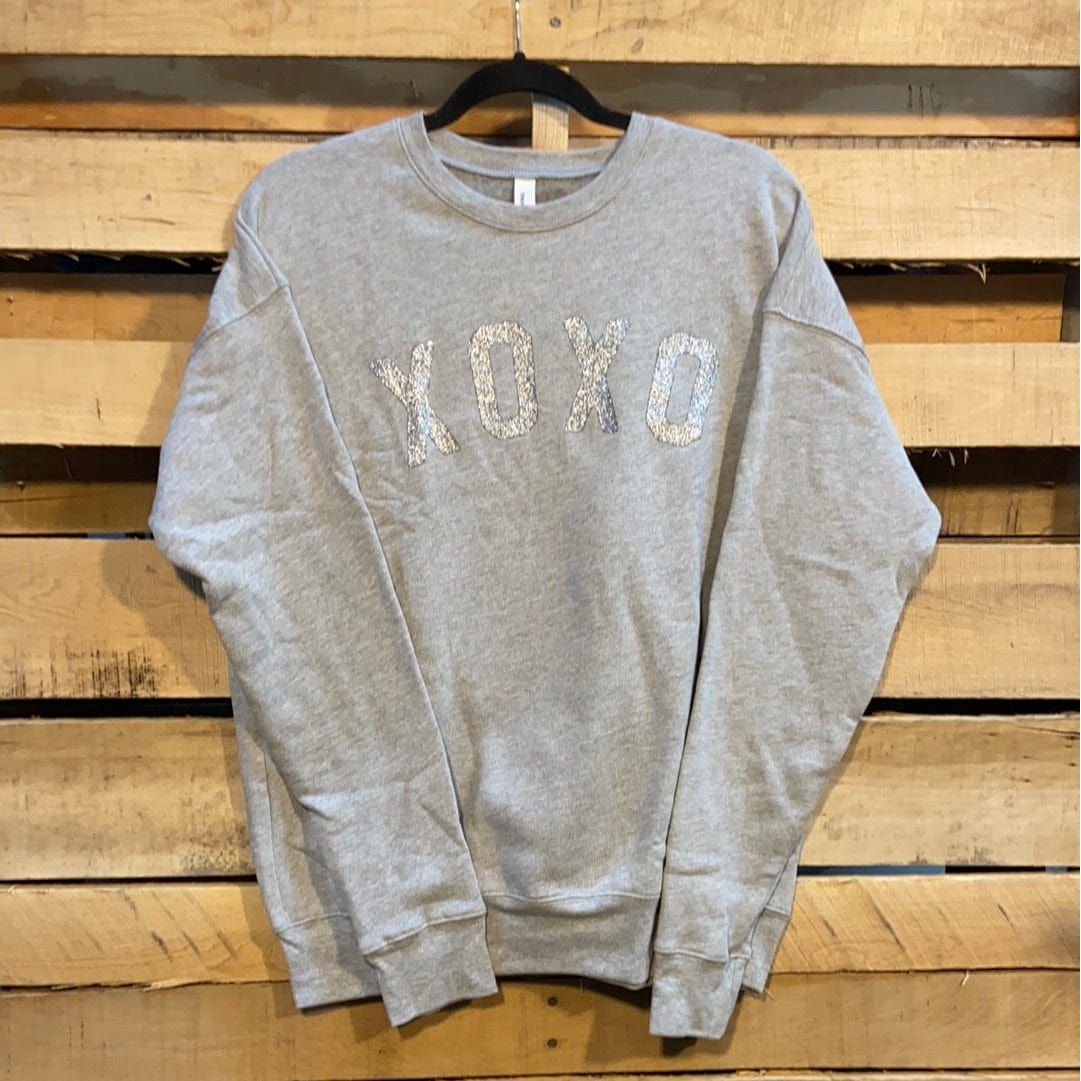 Xoxo silver glitter graphic pullover