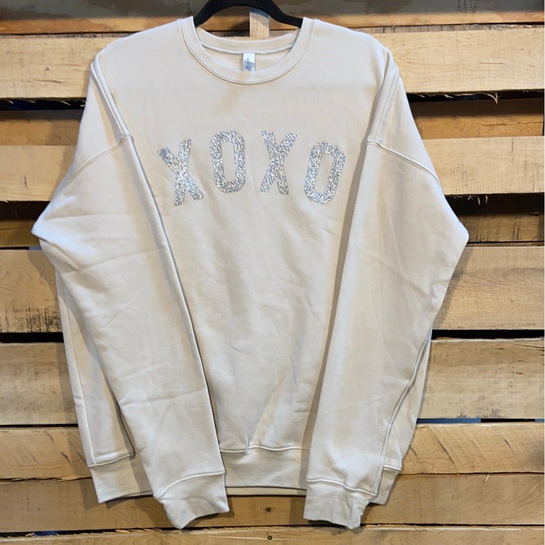 Xoxo silver glitter graphic pullover