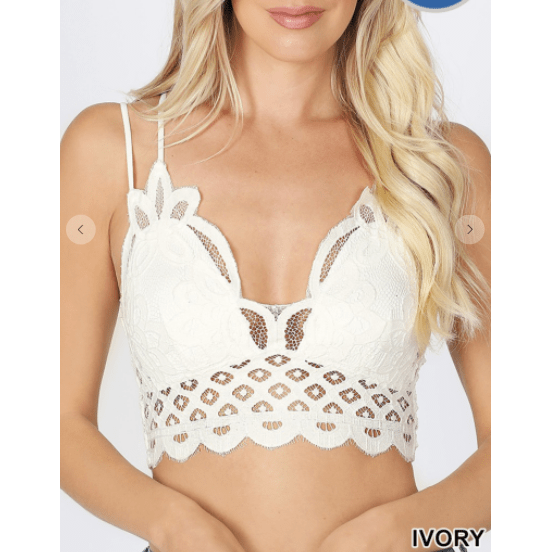 Crochet lace bralette with bra pads