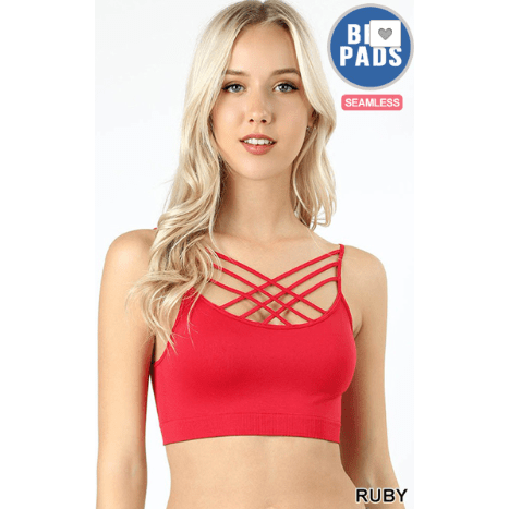 Seamless triple criss-cross padded bralette