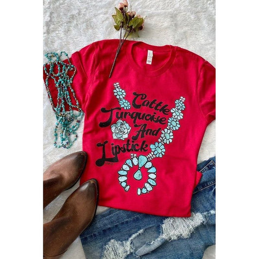 Turqoise and lipstick t-shirt